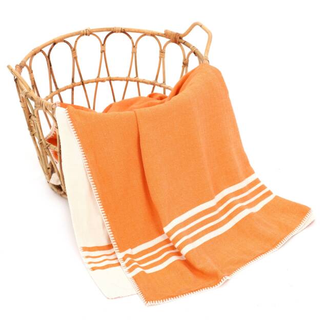 Turkish Towel Throw, Throw Blanket, Cotton Bedcover, Bedspread, Blanket, Orange - image 1