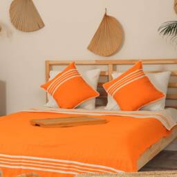 Turkish Towel Throw, Throw Blanket, Cotton Bedcover, Bedspread, Blanket, Orange - thumbnail 2