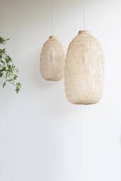 Flexible Shapeable Rattan Pendant Light - Woven Bamboo Rustic Lampshade
