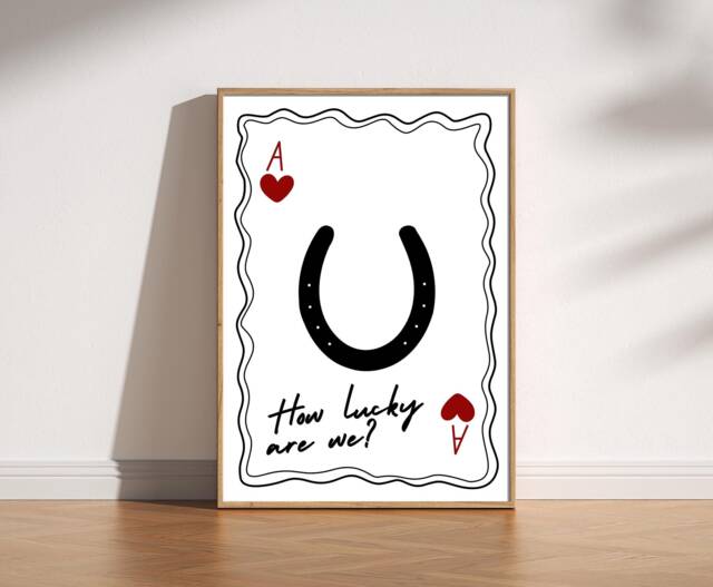 Ace Of Hearts Print Lucky Horseshoe, Romantic Bedroom Decor - image 1