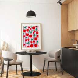 Cherries Print, Unframed Art, Kitchen Wall Decor, Fruit Market, Mediterranean, Italian, Trendy Colour, Food, Gallery Wall, Summer, Hearts - thumbnail 3