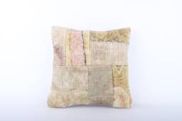 Vintage Turkish Kilim Pillow Cover 16'' Handwoven Wool Throw - thumbnail 1