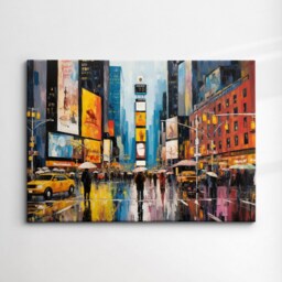 New York City Street Landmark Oil Painting Style Wall Art, Framed Calming Canvas Poster Print Home/Office Room Decor Gifts - thumbnail 3