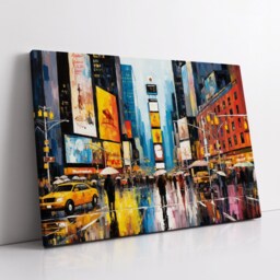 New York City Street Landmark Oil Painting Style Wall Art, Framed Calming Canvas Poster Print Home/Office Room Decor Gifts - thumbnail 2