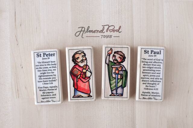 Saints Peter & Paul Saint Block Set // 2 Blocks St The Apostles Catholic Toys By Almondrod - image 1