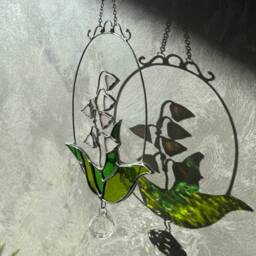 stained Glass Lily Of The Valley White Flowers Suncatcher Window Home Decor Ornament Plant Gift - thumbnail 3