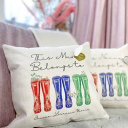 Personalised Cushion, Gift For Grandma, Nanna, Nan, Nanny Gift, Wellie Cushion Cover, Her - thumbnail 3