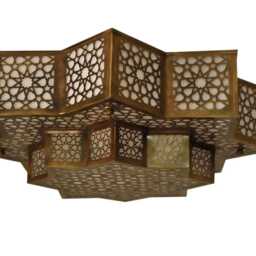 Brass Moroccan Ceiling Light Hand-Pierced Flush Mount - Antique Gold - thumbnail 2