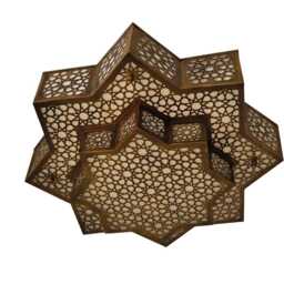 Brass Moroccan Ceiling Light Hand-Pierced Flush Mount - Antique Gold - thumbnail 3