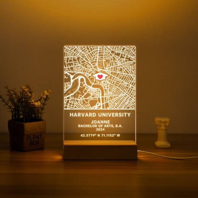 Campus Map With Name Acrylic Night Light, Personalized School Graduation Gifts, Unique Grad Gifts For Him Her Children Class Of 2024 - image 1
