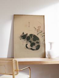 Japanese Cat Poster, Art Print, Animal Wall Decor, Lovers Gift, Oriental Art, A1/A2/A3/A4 - thumbnail 1