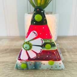 Fused Glass Floral Christmas Tree Candle Holder Decoration - Decoration, Cornish Glass, Fused Glass Cornwall - thumbnail 2