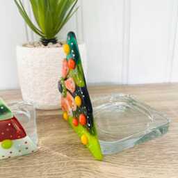 Fused Glass Floral Christmas Tree Candle Holder Decoration - Decoration, Cornish Glass, Fused Glass Cornwall - thumbnail 4