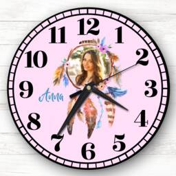 Dream Catcher Girl Pink Photo Personalised Gift Clock - thumbnail 1