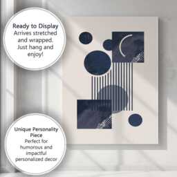Scandinavian Navy Blue Geometric Abstract Composition Minimalist Canvas Wall Art Print Decor Picture Ready To Hang - thumbnail 3