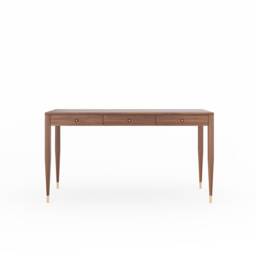 Mid Century Modern Walnut Desk, Solid Wood, Brass Accents - 160cm - thumbnail 3