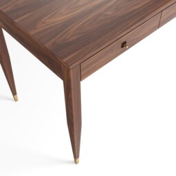 Mid Century Modern Walnut Desk, Solid Wood, Brass Accents - 160cm - thumbnail 4