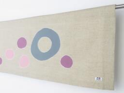 straight Rod Pocket Linen Geometric Window Girl Valance With Pink Purple & Grey Blue Circles. Custom Sizes Circle Colors