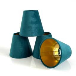 New Made To Order Teal Velvet Candle Clip Lamp Shade For Wall & Chandelier Purchase Available in Multi Colour Lining - thumbnail 2