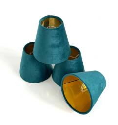 New Made To Order Teal Velvet Candle Clip Lamp Shade For Wall & Chandelier Purchase Available in Multi Colour Lining - thumbnail 1