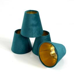New Made To Order Teal Velvet Candle Clip Lamp Shade For Wall & Chandelier Purchase Available in Multi Colour Lining - thumbnail 3