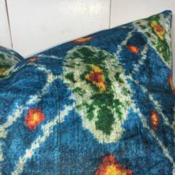 Handwoven Silk Ikat Pillow Cover, Modern Home Decor - 24x24 - thumbnail 2