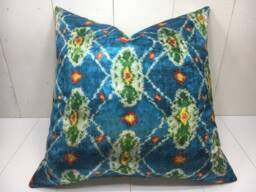 Handwoven Silk Ikat Pillow Cover, Modern Home Decor - 24x24 - thumbnail 1