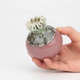 Handmade Mini Ceramic Vase Dripping Glaze Pottery With Ripple Opening - thumbnail 4