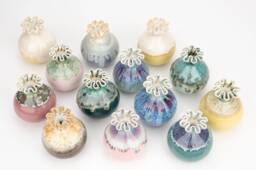 Handmade Mini Ceramic Vase Dripping Glaze Pottery With Ripple Opening - thumbnail 1