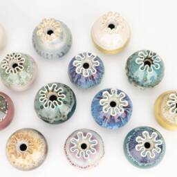 Handmade Mini Ceramic Vase Dripping Glaze Pottery With Ripple Opening - thumbnail 2