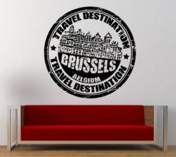 Travel Destination Brussels Belgium Stamp Wall Decal Sticker Vinyl Mural Leaving Bedroom Room Home Decor Free Shipping L338 - thumbnail 1