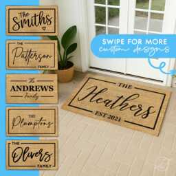 Housewarming Gift - Wedding Custom Welcome Mat Personalized Doormat Closing Family Name Front Door Monogram Rug - thumbnail 1