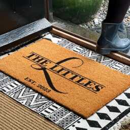Housewarming Gift - Wedding Custom Welcome Mat Personalized Doormat Closing Family Name Front Door Monogram Rug - thumbnail 3