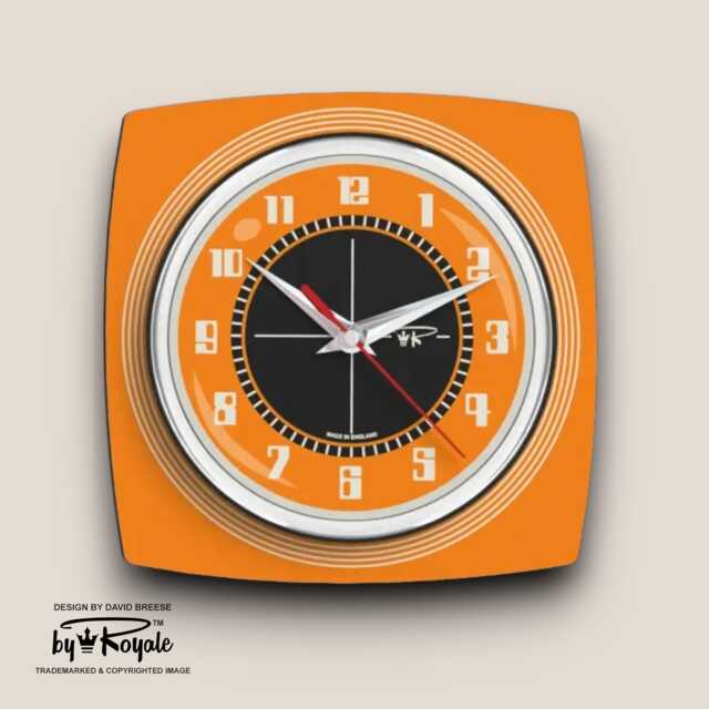Orange Royalexe Laminate Wall Clock Mid-Century Atomic Jetsons Style - image 1