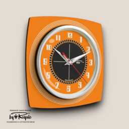 Orange Royalexe Laminate Wall Clock Mid-Century Atomic Jetsons Style - thumbnail 2