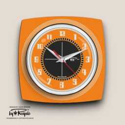 Orange Royalexe Laminate Wall Clock Mid-Century Atomic Jetsons Style - thumbnail 1