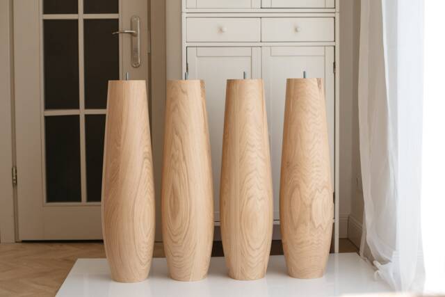 Handmade Wooden Table Legs Set Unfinished Ash, Oak, Birch - H736mm - image 1