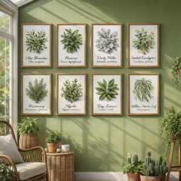 Botanical Plant Prints & Deluxe Greeting Cards. Stylish Foliage Wall Art. Elegant Nature Home Decor. Set Of 8, Poster And - thumbnail 3