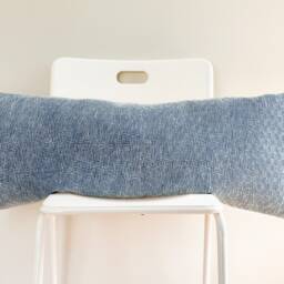 Faded Blue Dyed Indigo Woven Lumbar Pillow Cover 004 - thumbnail 2