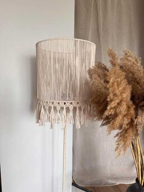 Handmade Macrame Lampshade With Fringe Boho Chandelier Lighting - image 1