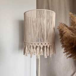 Handmade Macrame Lampshade With Fringe Boho Chandelier Lighting - thumbnail 2