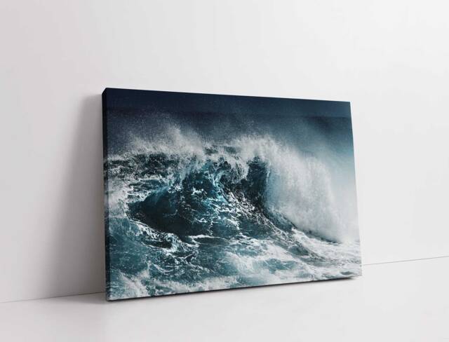 stormy Ocean Waves Canvas Print Dramatic Blue Sea Landscape Wall Art For Home Decor - image 1