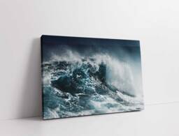 stormy Ocean Waves Canvas Print Dramatic Blue Sea Landscape Wall Art For Home Decor - thumbnail 1