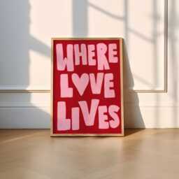 Where Love Lives Print - Music Poster Home Decor Handwritten Trendy Retro Kitchen Dining Room Mid Century - thumbnail 3
