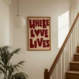 Where Love Lives Print - Music Poster Home Decor Handwritten Trendy Retro Kitchen Dining Room Mid Century - thumbnail 2