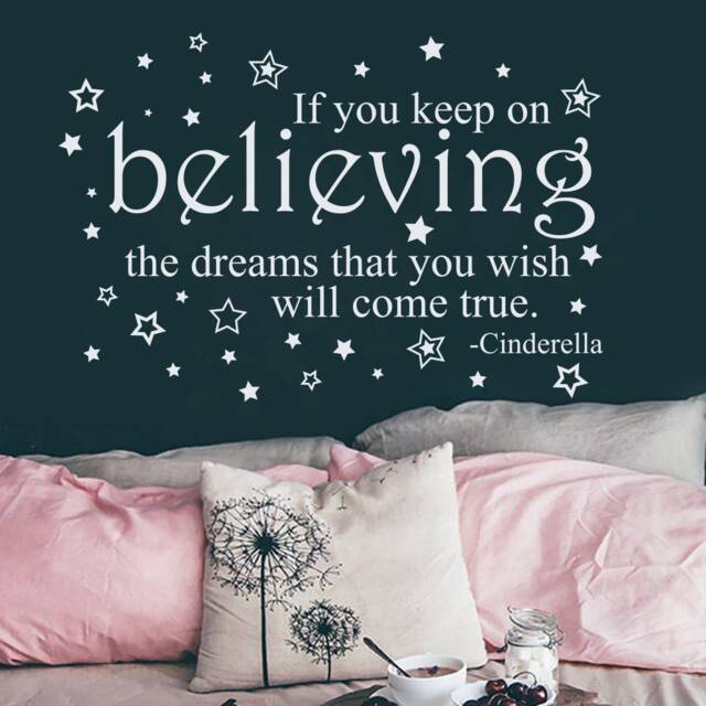 Cinderella Quote Wall Decal- If You Keep On Believing Decal - For Girls Bedroom Decor Nursery Sticker J645 - image 1