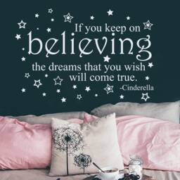 Cinderella Quote Wall Decal- If You Keep On Believing Decal - For Girls Bedroom Decor Nursery Sticker J645 - thumbnail 1