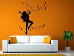 Poll Dancing Girl Music Notes Melody Dance Wall Stickers Decals Vinyl Mural Decor Art L2089 - thumbnail 1