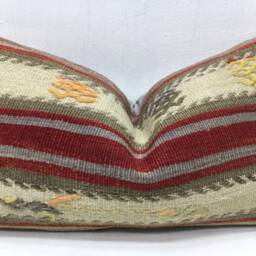 Vintage Turkish Kilim Pillow Cover, Bohemian Throw - 12x24 - thumbnail 2