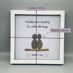 Personalised Pebble Art Frame, Friendship Isn't A Big Thing It's Million Little Things, Pebble People Picture Keepsake Best Friend Gift - thumbnail 3